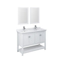 Manchester 48" Free Standing Double Basin Vanity Set with Cabinet, Quartz Vanity Top, and Framed Mirror - image 1