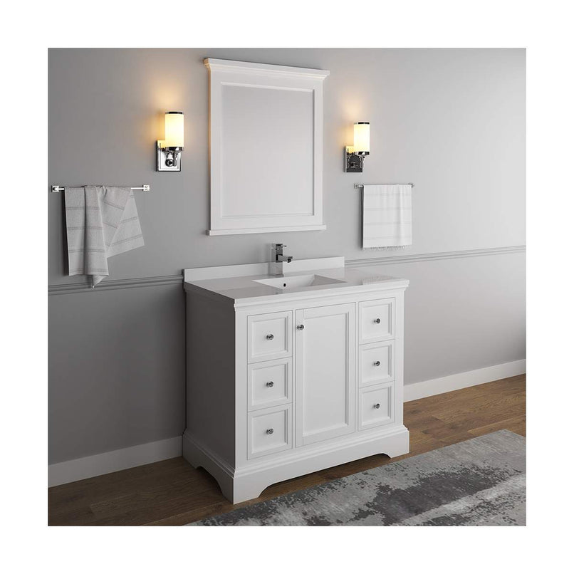 Windsor 40" Free Standing Single Basin Vanity Set with Cabinet, Quartz Vanity Top, and Framed Mirror - image 10