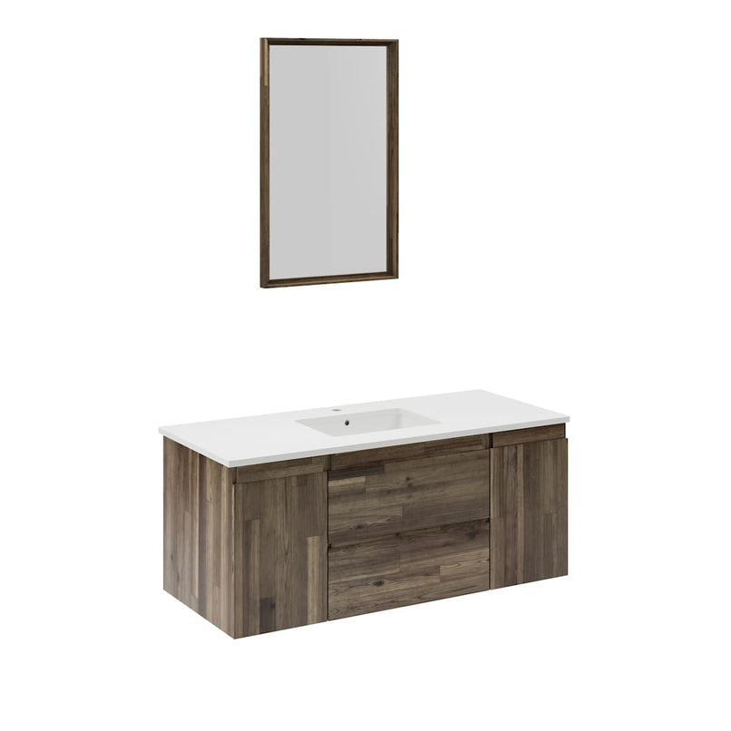 Formosa 48" Wall Mounted Single Basin Vanity Set with Cabinet, Quartz Vanity Top, and Framed Mirror - image 2