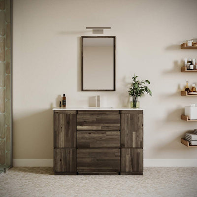 Formosa 48" Free Standing Single Basin Vanity Set with Cabinet, Quartz Vanity Top, and Framed Mirror - image 1