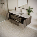 Formosa 54" Wall Mounted Single Basin Vanity Set with Cabinet, Quartz Vanity Top, and Framed Mirror - image 3