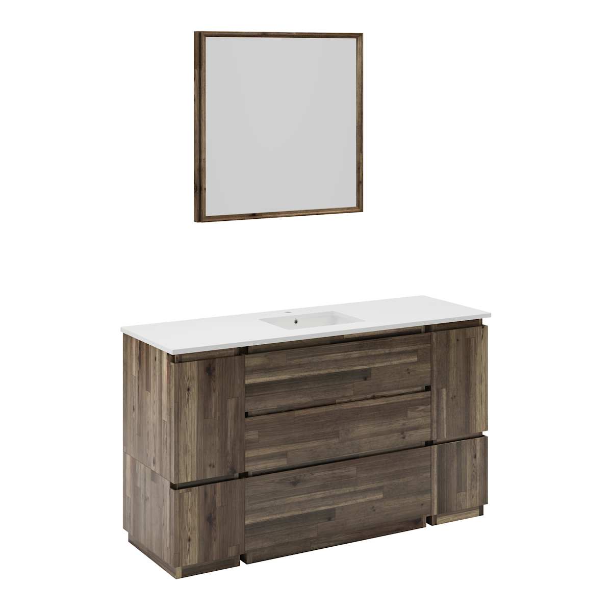 Formosa 60" Free Standing Single Basin Vanity Set with Cabinet, Quartz Vanity Top, and Framed Mirror