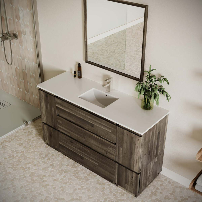 Formosa 60" Free Standing Single Basin Vanity Set with Cabinet, Quartz Vanity Top, and Framed Mirror - image 4