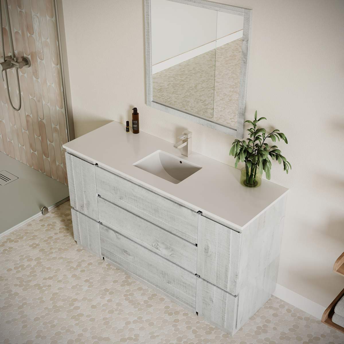 Formosa 60" Free Standing Single Basin Vanity Set with Cabinet, Quartz Vanity Top, and Framed Mirror - image 16