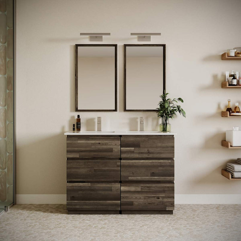 Formosa 48" Free Standing Double Basin Vanity Set with Cabinet, Quartz Vanity Top, and Framed Mirror - image 1