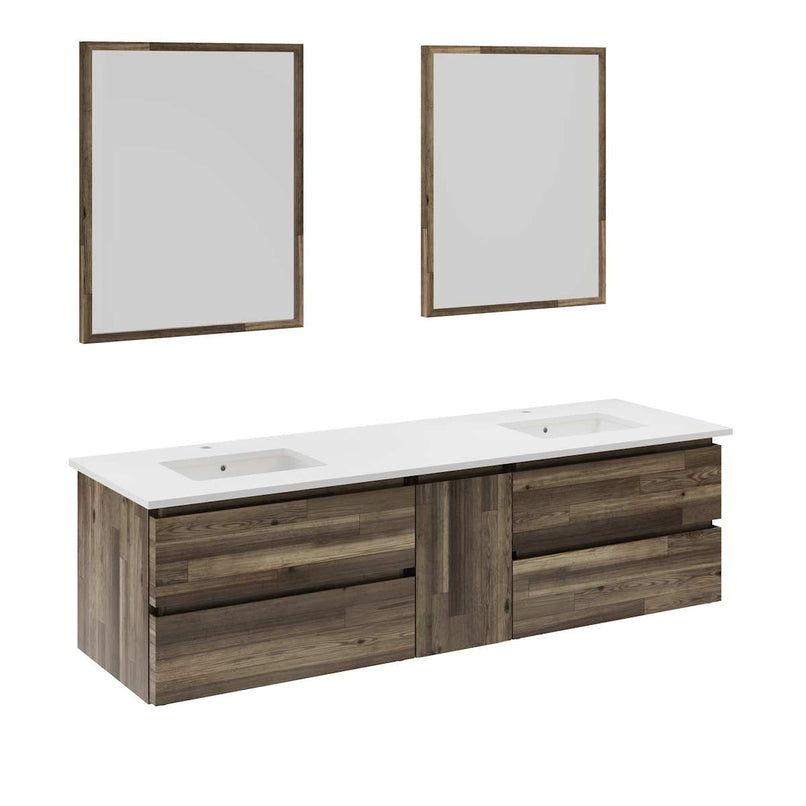 Formosa 72" Wall Mounted Double Basin Vanity Set with Cabinet, Quartz Vanity Top, and Framed Mirror - image 2