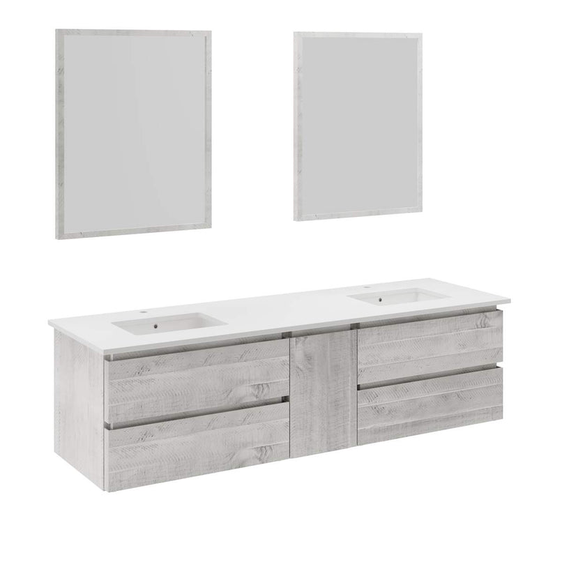 Formosa 72" Wall Mounted Double Basin Vanity Set with Cabinet, Quartz Vanity Top, and Framed Mirror - image 14
