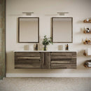 Formosa 72" Wall Mounted Double Basin Vanity Set with Cabinet, Quartz Vanity Top, and Framed Mirror - image 1