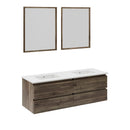 Formosa 60" Wall Mounted Double Basin Vanity Set with Cabinet, Quartz Vanity Top, and Framed Mirror - image 2