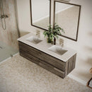 Formosa 60" Wall Mounted Double Basin Vanity Set with Cabinet, Quartz Vanity Top, and Framed Mirror - image 4