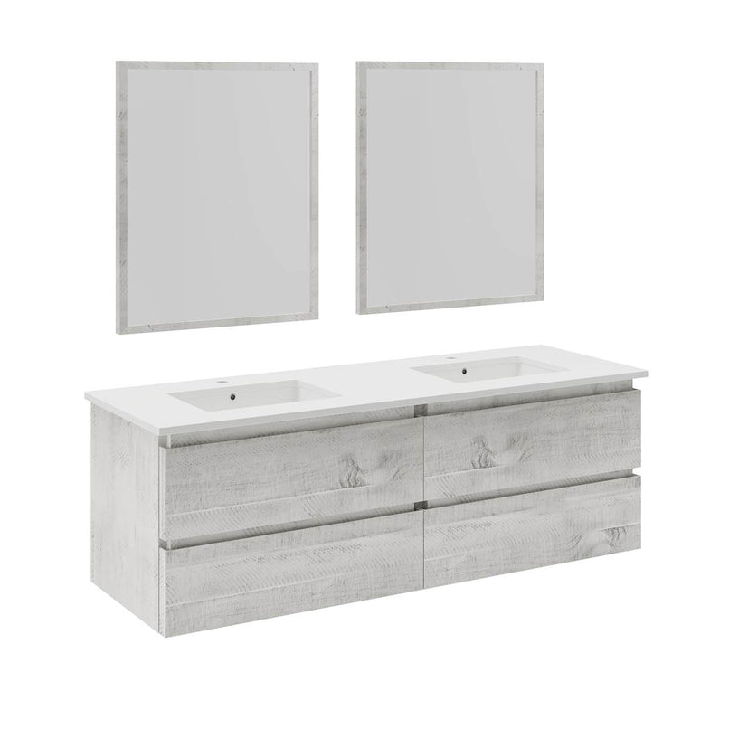 Formosa 60" Wall Mounted Double Basin Vanity Set with Cabinet, Quartz Vanity Top, and Framed Mirror - image 14