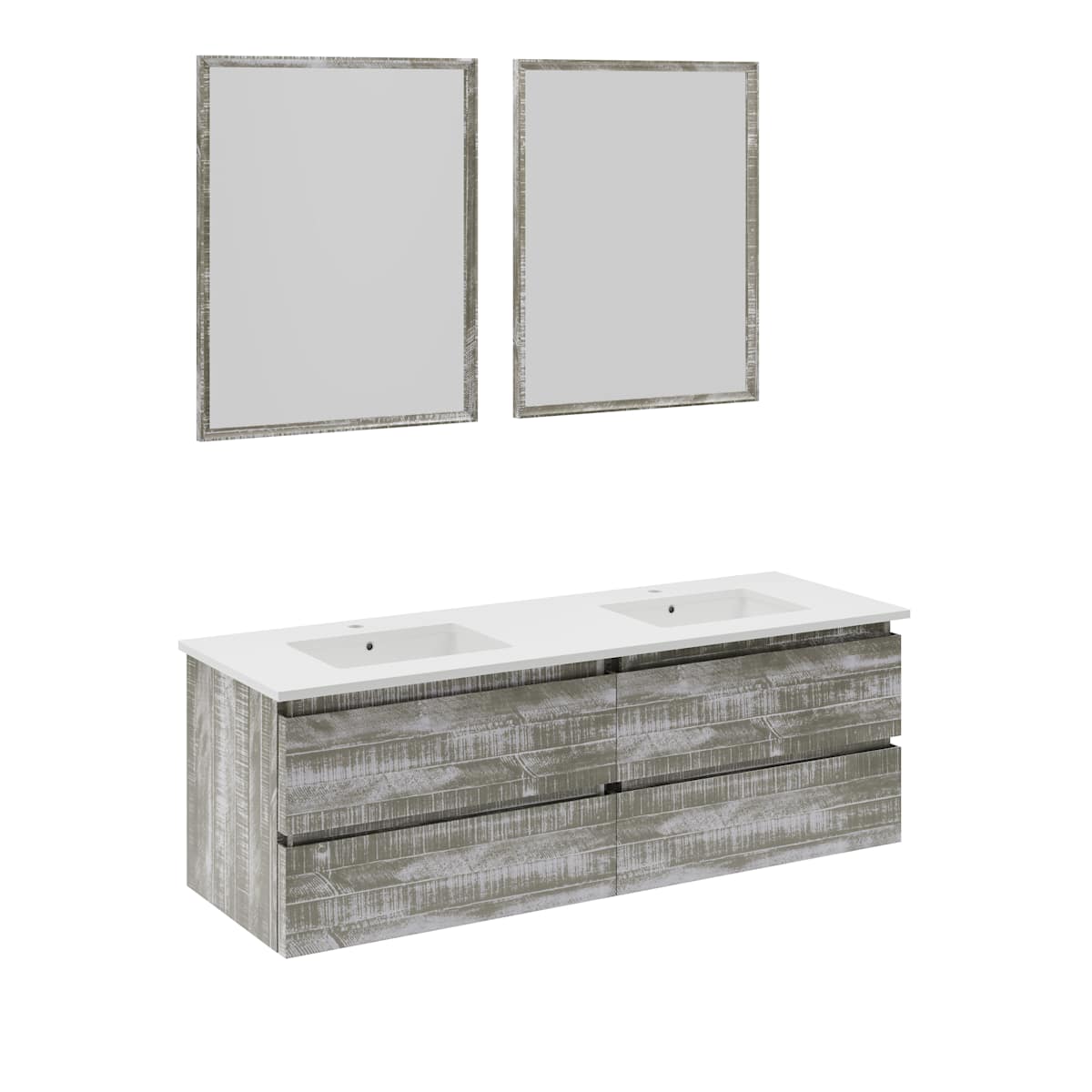 Formosa 60" Wall Mounted Double Basin Vanity Set with Cabinet, Quartz Vanity Top, and Framed Mirror - image 20