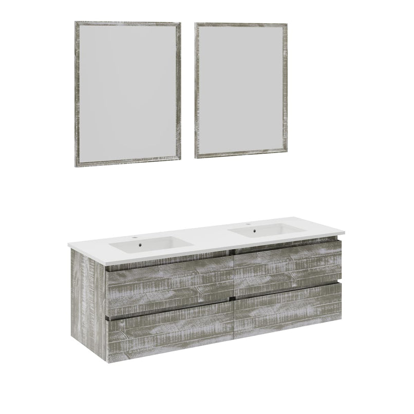 Formosa 60" Wall Mounted Double Basin Vanity Set with Cabinet, Quartz Vanity Top, and Framed Mirror - image 20