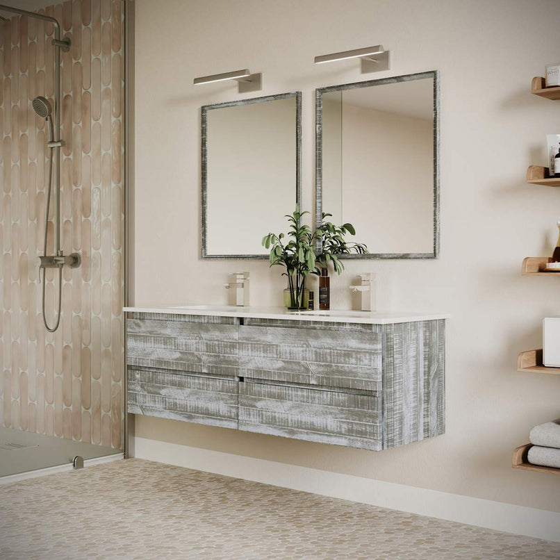 Formosa 60" Wall Mounted Double Basin Vanity Set with Cabinet, Quartz Vanity Top, and Framed Mirror - image 23