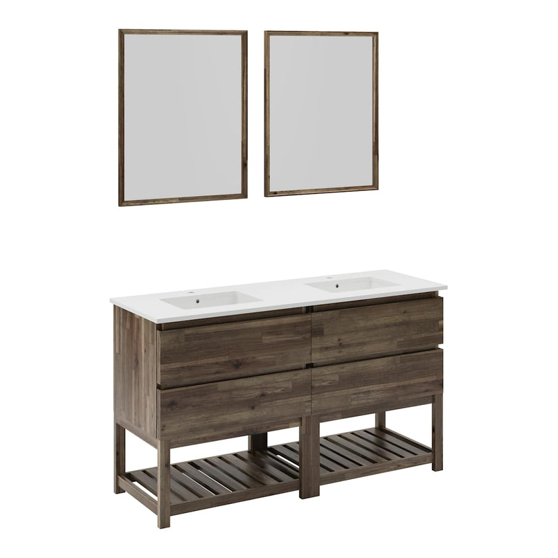 Formosa 60" Free Standing Double Basin Vanity Set with Cabinet, Quartz Vanity Top, and Framed Mirror - image 2