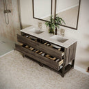 Formosa 60" Free Standing Double Basin Vanity Set with Cabinet, Quartz Vanity Top, and Framed Mirror - image 3
