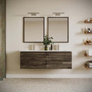 Formosa 60" Wall Mounted Double Basin Vanity Set with Cabinet, Quartz Vanity Top, and Framed Mirror - image 1