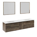 Formosa 84" Wall Mounted Double Basin Vanity Set with Cabinet, Quartz Vanity Top, and Framed Mirror - image 2
