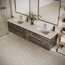 Formosa 84" Wall Mounted Double Basin Vanity Set with Cabinet, Quartz Vanity Top, and Framed Mirror - image 4