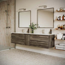 Formosa 84" Wall Mounted Double Basin Vanity Set with Cabinet, Quartz Vanity Top, and Framed Mirror - image 5