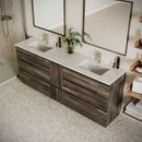 Formosa 84" Free Standing Double Basin Vanity Set with Cabinet, Quartz Vanity Top, and Framed Mirror - image 4