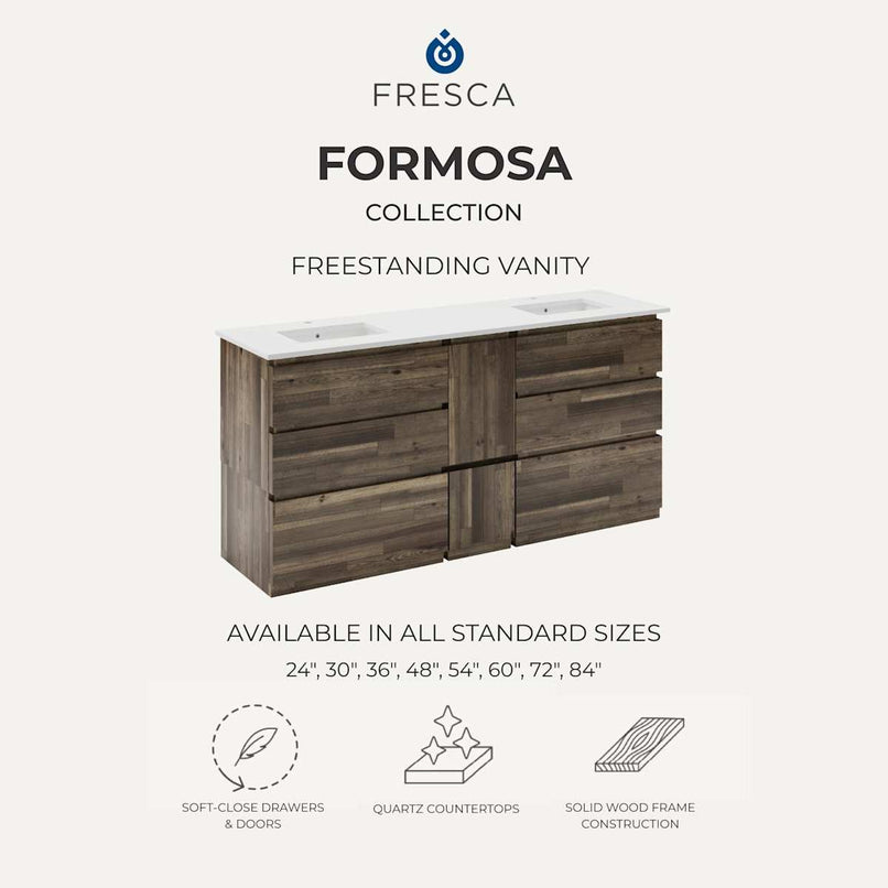 Formosa 84" Free Standing Double Basin Vanity Set with Cabinet, Quartz Vanity Top, and Framed Mirror - image 6