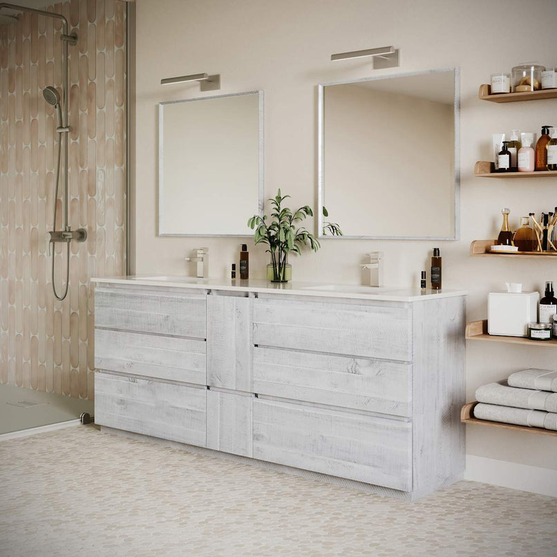 Formosa 84" Free Standing Double Basin Vanity Set with Cabinet, Quartz Vanity Top, and Framed Mirror - image 17