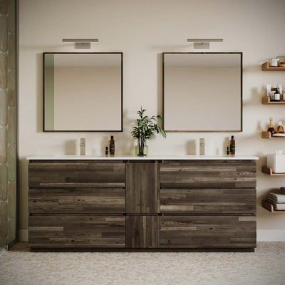 Formosa 84" Free Standing Double Basin Vanity Set with Cabinet, Quartz Vanity Top, and Framed Mirror - image 1