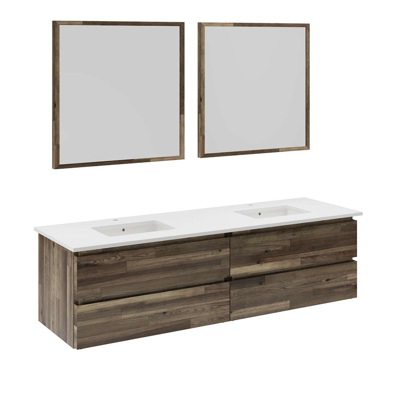 Formosa 72" Wall Mounted Double Basin Vanity Set with Cabinet, Quartz Vanity Top, and Framed Mirror - image 2