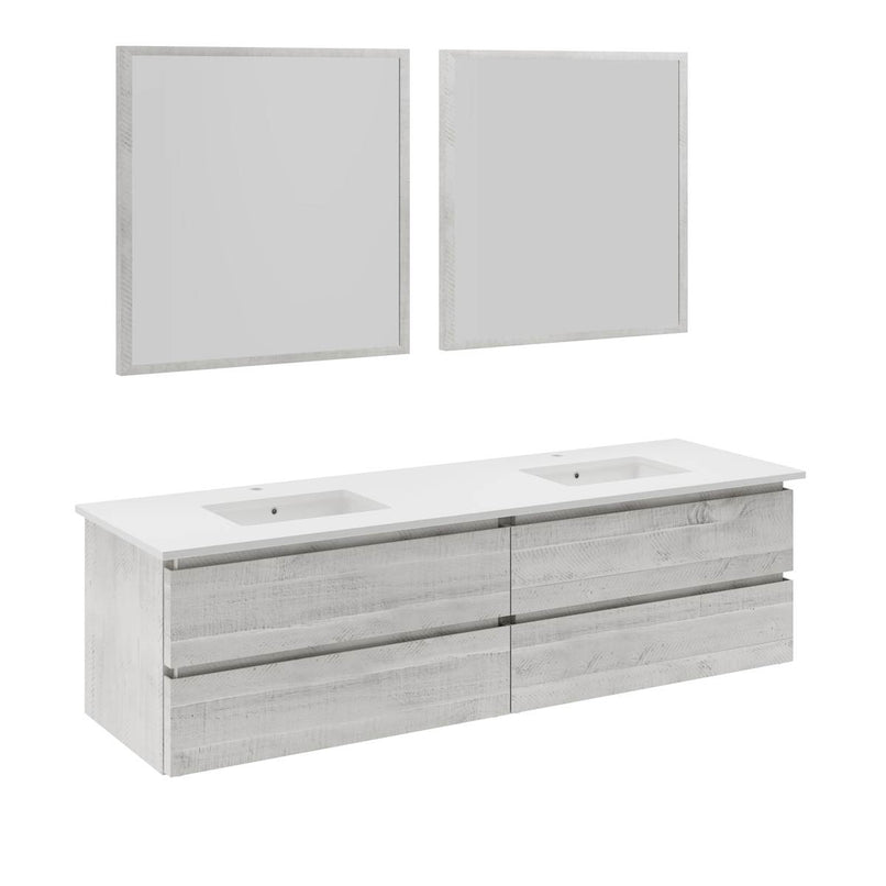Formosa 72" Wall Mounted Double Basin Vanity Set with Cabinet, Quartz Vanity Top, and Framed Mirror - image 14