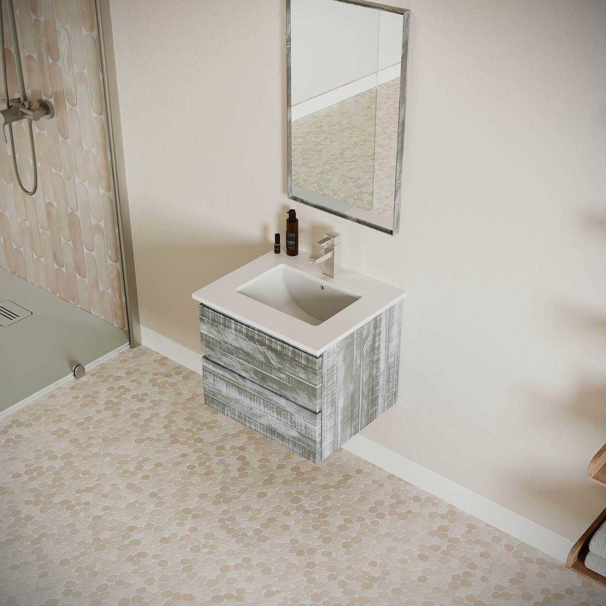 Formosa 24" Wall Mounted Single Basin Vanity Set with Cabinet, Quartz Vanity Top, and Framed Mirror - image 16
