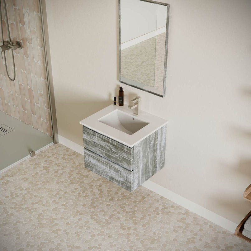 Formosa 24" Wall Mounted Single Basin Vanity Set with Cabinet, Quartz Vanity Top, and Framed Mirror - image 16