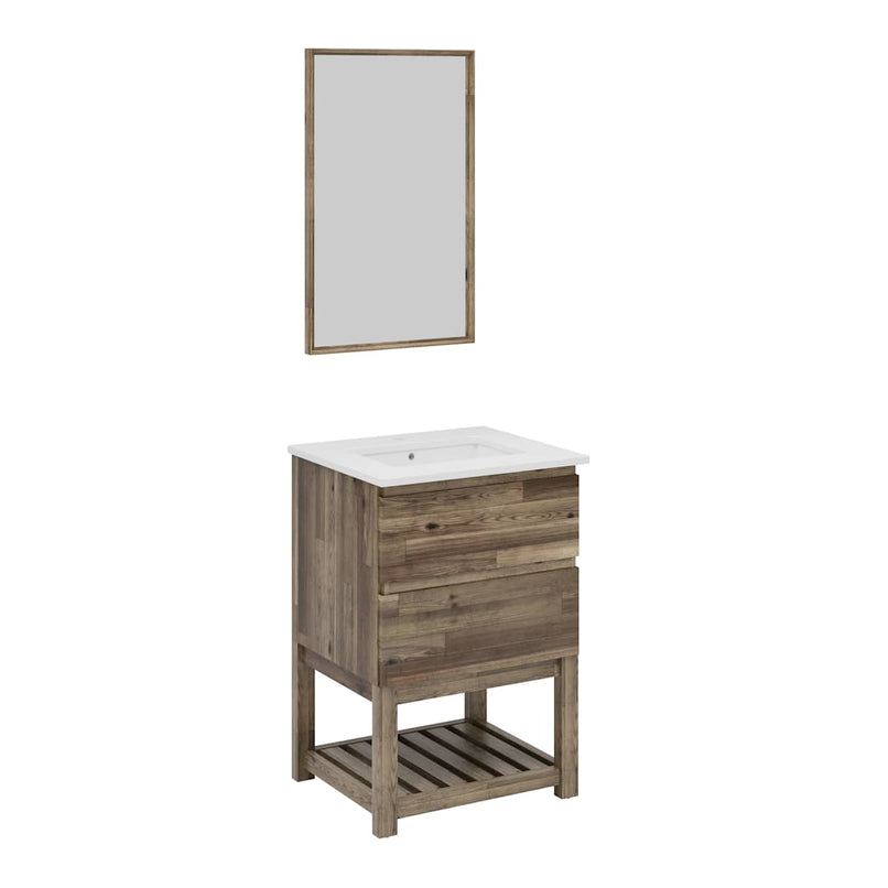 Formosa 24" Free Standing Single Basin Vanity Set with Cabinet, Quartz Vanity Top, and Framed Mirror - image 2