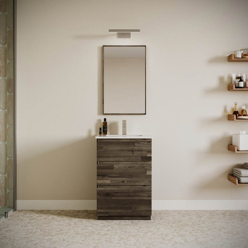 Formosa 24" Free Standing Single Basin Vanity Set with Cabinet, Quartz Vanity Top, and Framed Mirror - image 1