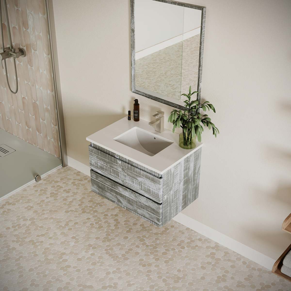 Formosa 30" Wall Mounted Single Basin Vanity Set with Cabinet, Quartz Vanity Top, and Framed Mirror - image 23