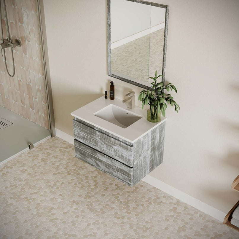 Formosa 30" Wall Mounted Single Basin Vanity Set with Cabinet, Quartz Vanity Top, and Framed Mirror - image 23