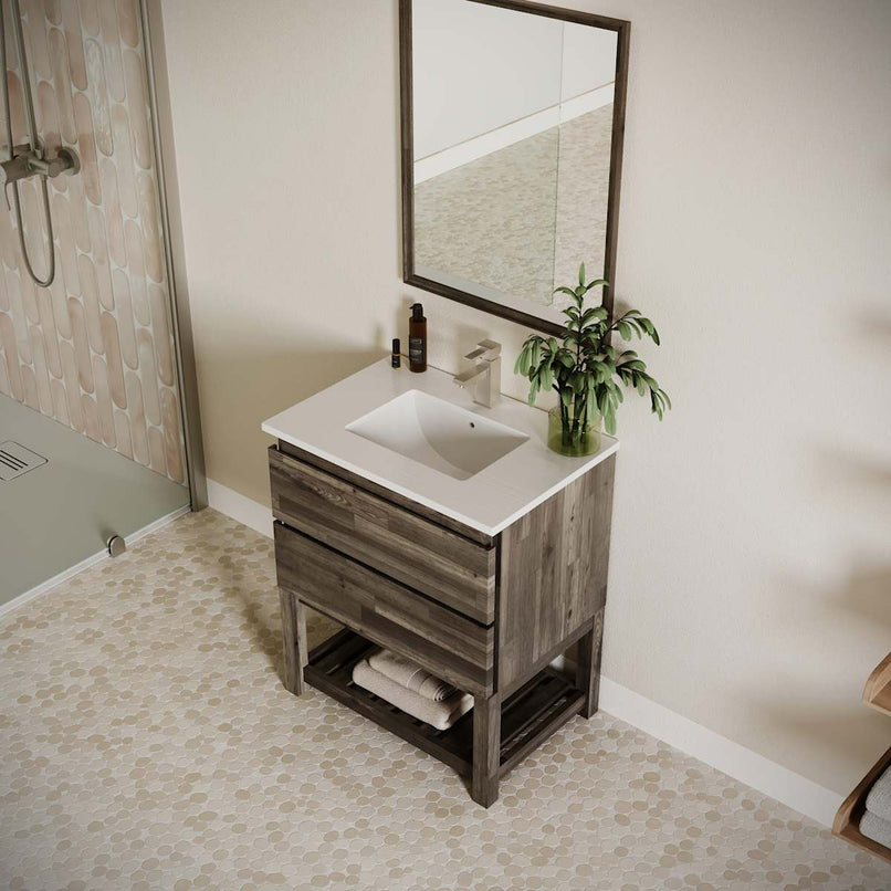 Formosa 30" Free Standing Single Basin Vanity Set with Cabinet, Quartz Vanity Top, and Framed Mirror - image 4