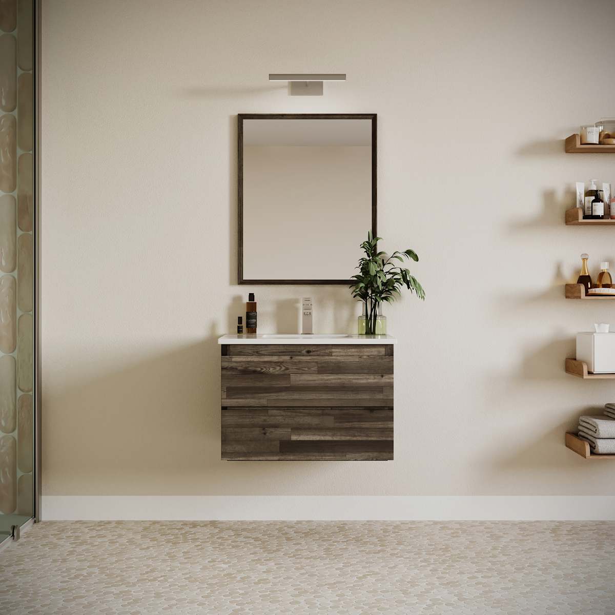 Formosa 30" Wall Mounted Single Basin Vanity Set with Cabinet, Quartz Vanity Top, and Framed Mirror - image 1