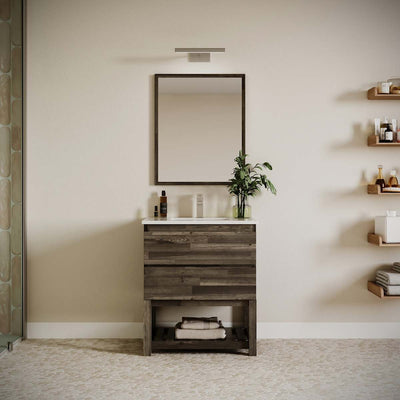 Formosa 30" Free Standing Single Basin Vanity Set with Cabinet, Quartz Vanity Top, and Framed Mirror - image 1