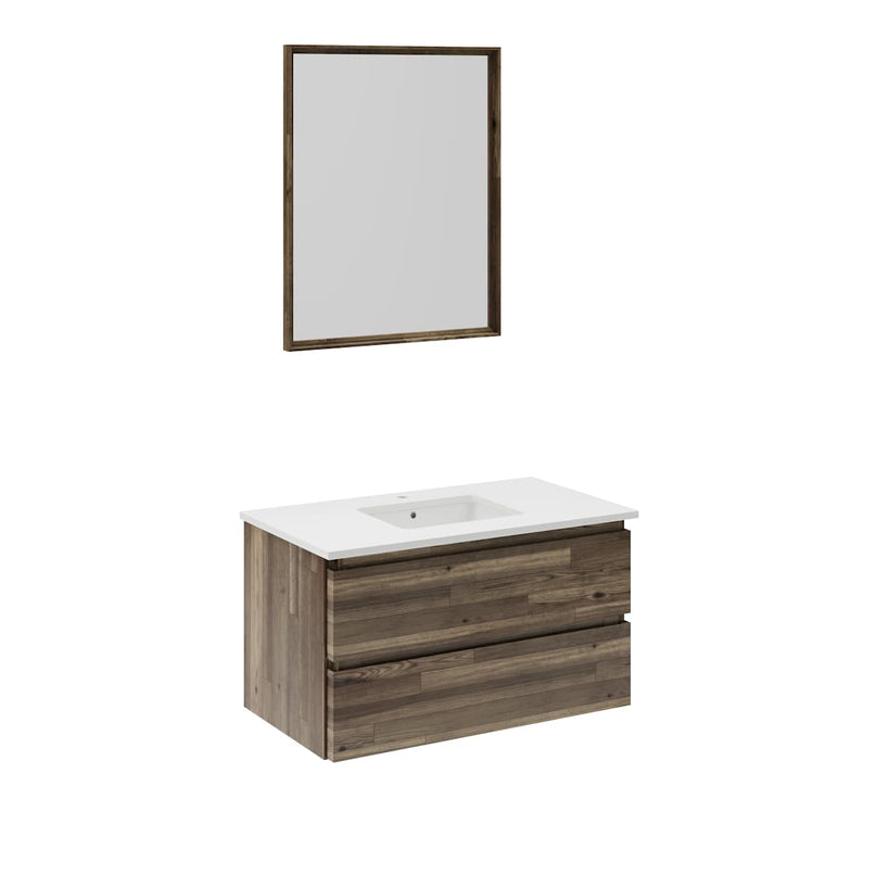 Formosa 36" Wall Mounted Single Basin Vanity Set with Cabinet, Quartz Vanity Top, and Framed Mirror - image 2