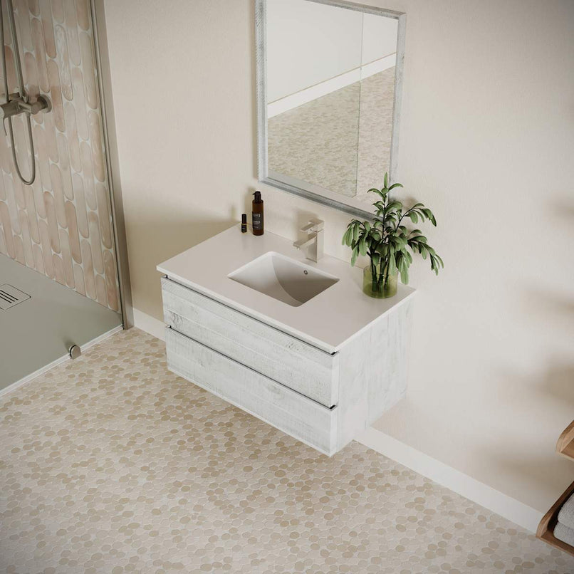 Formosa 36" Wall Mounted Single Basin Vanity Set with Cabinet, Quartz Vanity Top, and Framed Mirror - image 16