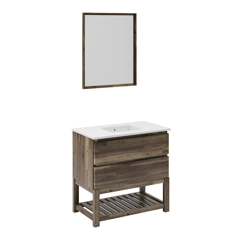 Formosa 36" Free Standing Single Basin Vanity Set with Cabinet, Quartz Vanity Top, and Framed Mirror - image 2