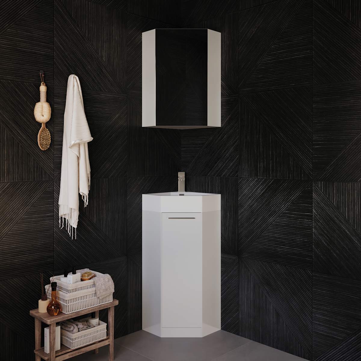 Coda 14" Free Standing Single Basin Vanity Set with Cabinet and Acrylic Vanity Top