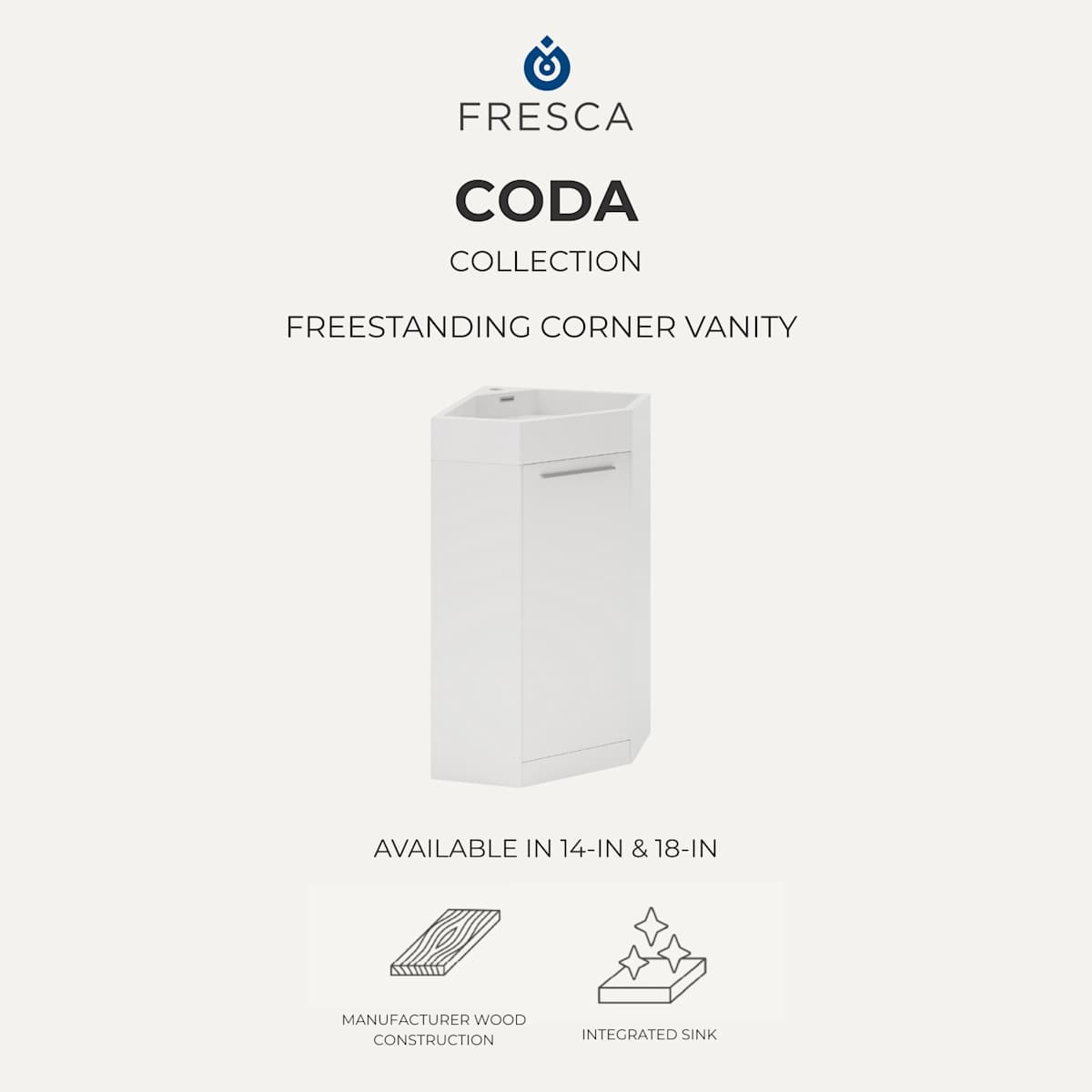 Coda 14" Free Standing Single Basin Vanity Set with Cabinet and Acrylic Vanity Top - image 7