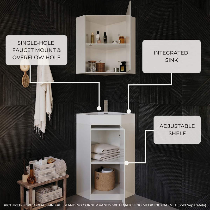 Coda 14" Free Standing Single Basin Vanity Set with Cabinet and Acrylic Vanity Top - image 8