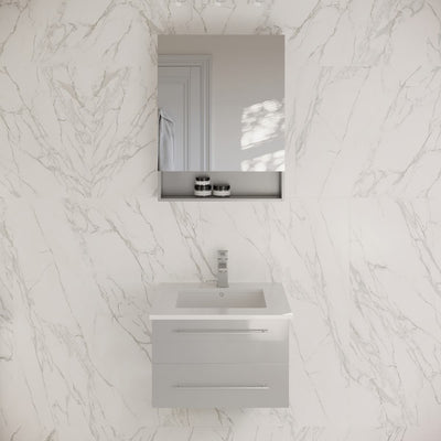 Lucera 24" Wall Mounted Single Basin Vanity Set with Cabinet, Quartz Vanity Top, and Medicine Cabinet - image 1