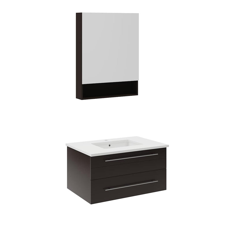 Lucera 30" Wall Mounted Single Basin Vanity Set with Cabinet, Quartz Vanity Top, and Medicine Cabinet - image 2