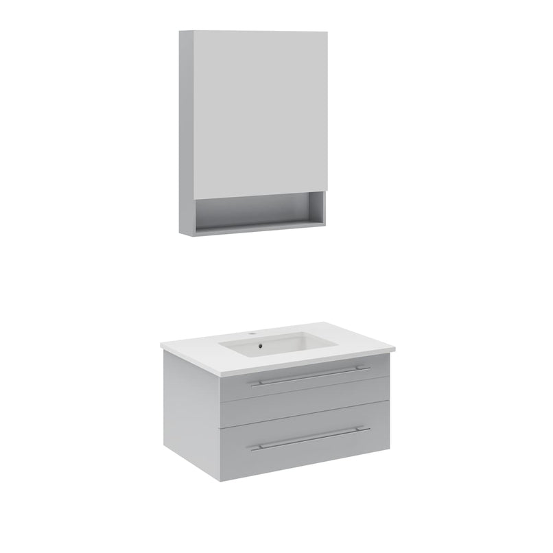 Lucera 30" Wall Mounted Single Basin Vanity Set with Cabinet, Quartz Vanity Top, and Medicine Cabinet - image 5