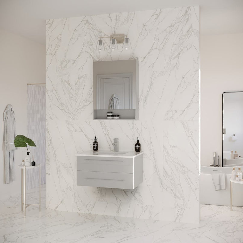 Lucera 30" Wall Mounted Single Basin Vanity Set with Cabinet, Quartz Vanity Top, and Medicine Cabinet - image 7