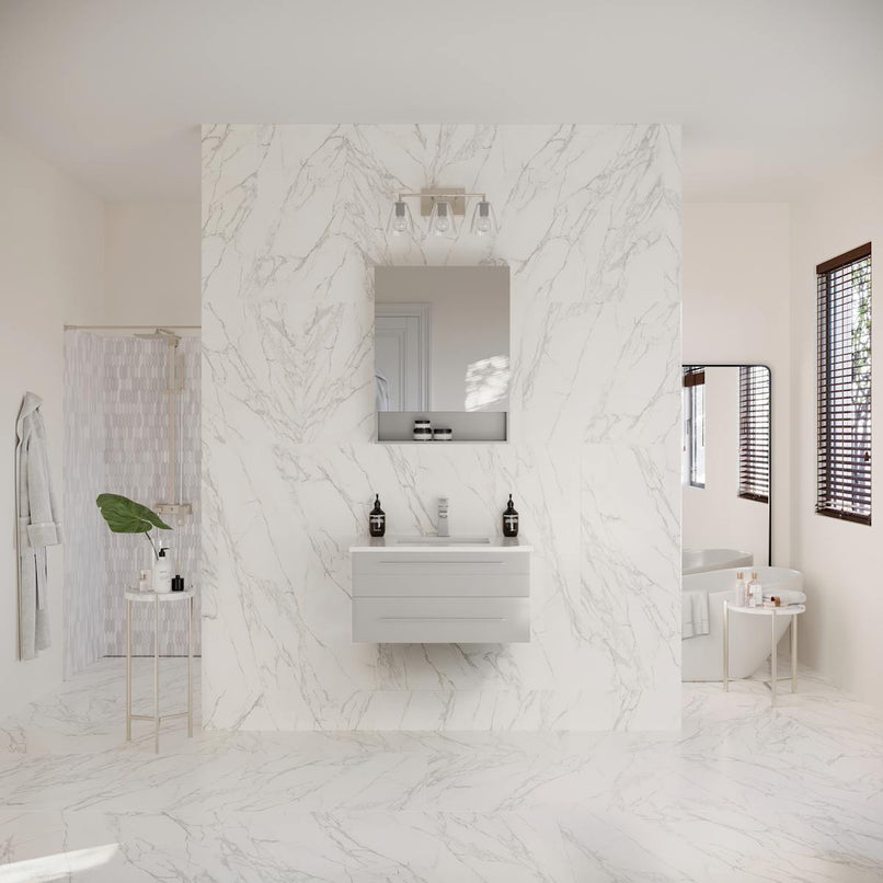 Lucera 30" Wall Mounted Single Basin Vanity Set with Cabinet, Quartz Vanity Top, and Medicine Cabinet - image 8